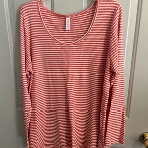 LuLaRoe Fitted Orange and White Long Sleeve Tee